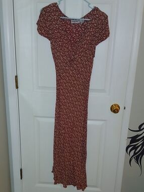 Pretty Rebellious Rust Floral Maxi Dress